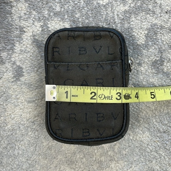 Bvlgari Mono Logo Mania Mini Zip Pouch Case Black Canvas Compact - Picture 6 of 14